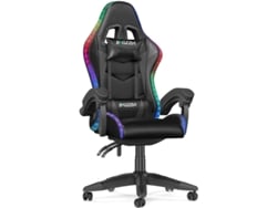 Sillas Gaming RGB con Luces LED BIGZZIA Silla Ergonómica Reclinable para Computadora (Cuero PU - Negro)