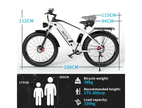 Bicicleta Eléctrica DUOTTS F26 750Wx2 Motores Duales Batería Lg 17.5Ah Velocidad Máxima 55Km/H