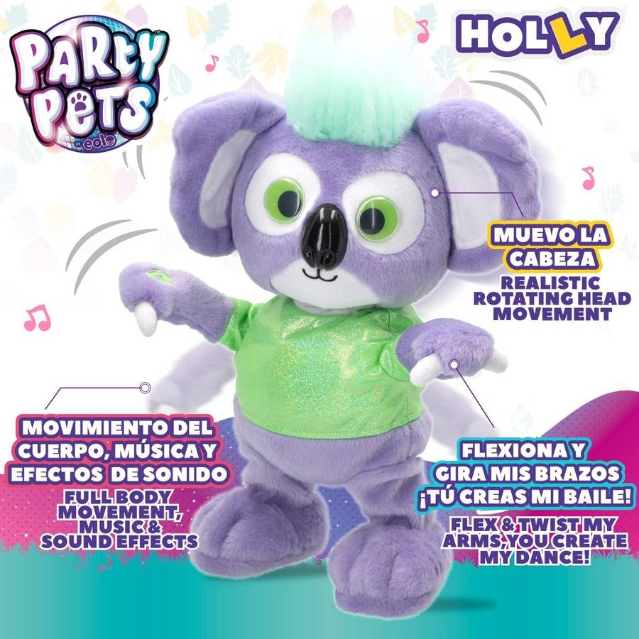 Peluche PARTY PETS Koala Holly bailarín interactivo brilla en la oscuridad (26x14.5x37x37 cm)