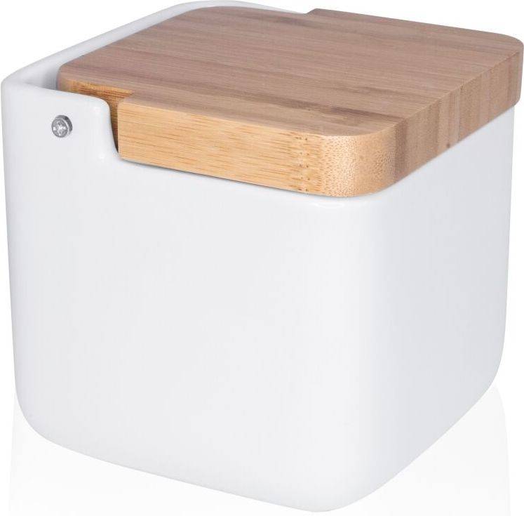 Kook Time Salero de cocina con tapa madera basculante. blanco moderno par 11.2x11.2x11.2 cm