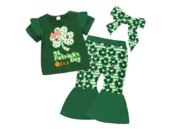 ELKUAIE Traje del Día de San Patricio para bebé, Body para niña, camiseta estampada, Top, pantalones largos, ropa para niños