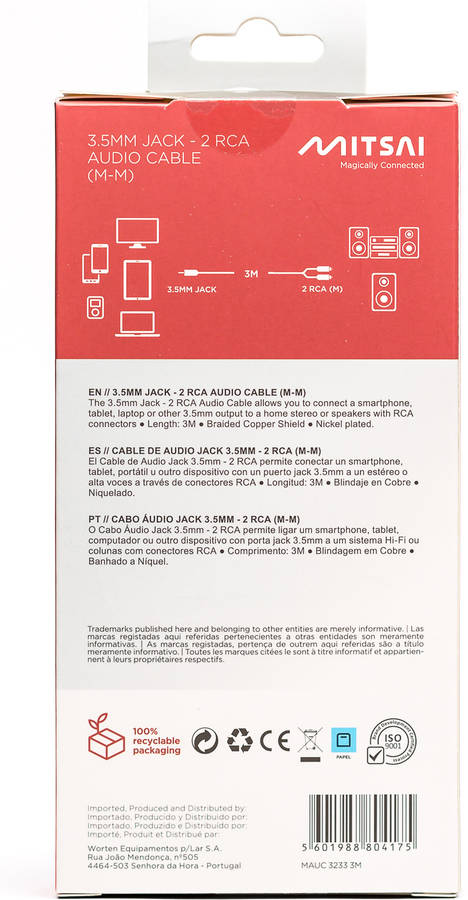 Cable Audio MITSAI MAUC 3233 (M-M - RCA - 3.5mm - 3 m)
