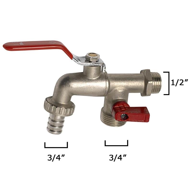 Grifo jardín esfera  doble manguera 1/2 x 3/4 x 3/4 vertical