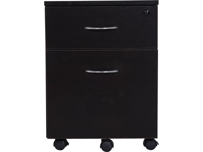 Vinsetto Cajonera Archivador con ruedas armario madera seguro para oficina llave organizar documentos en hogar 40x44x54.6cm mueble negro 40x44x54.6