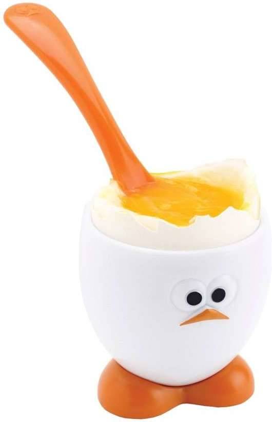 Joie Eggy Huevera con cuchara blanco y naranja 10 cm soporte para j96074