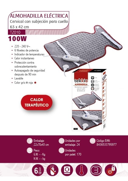 Almohada Electrica AVANT HOME Calor Terapéutico Cervical (100 w - 6 temperaturas)