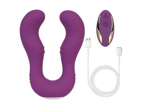 Vibrador de masaje de doble cabeza con control remoto inalámbrico para mujeres (púrpura) VEANXIN