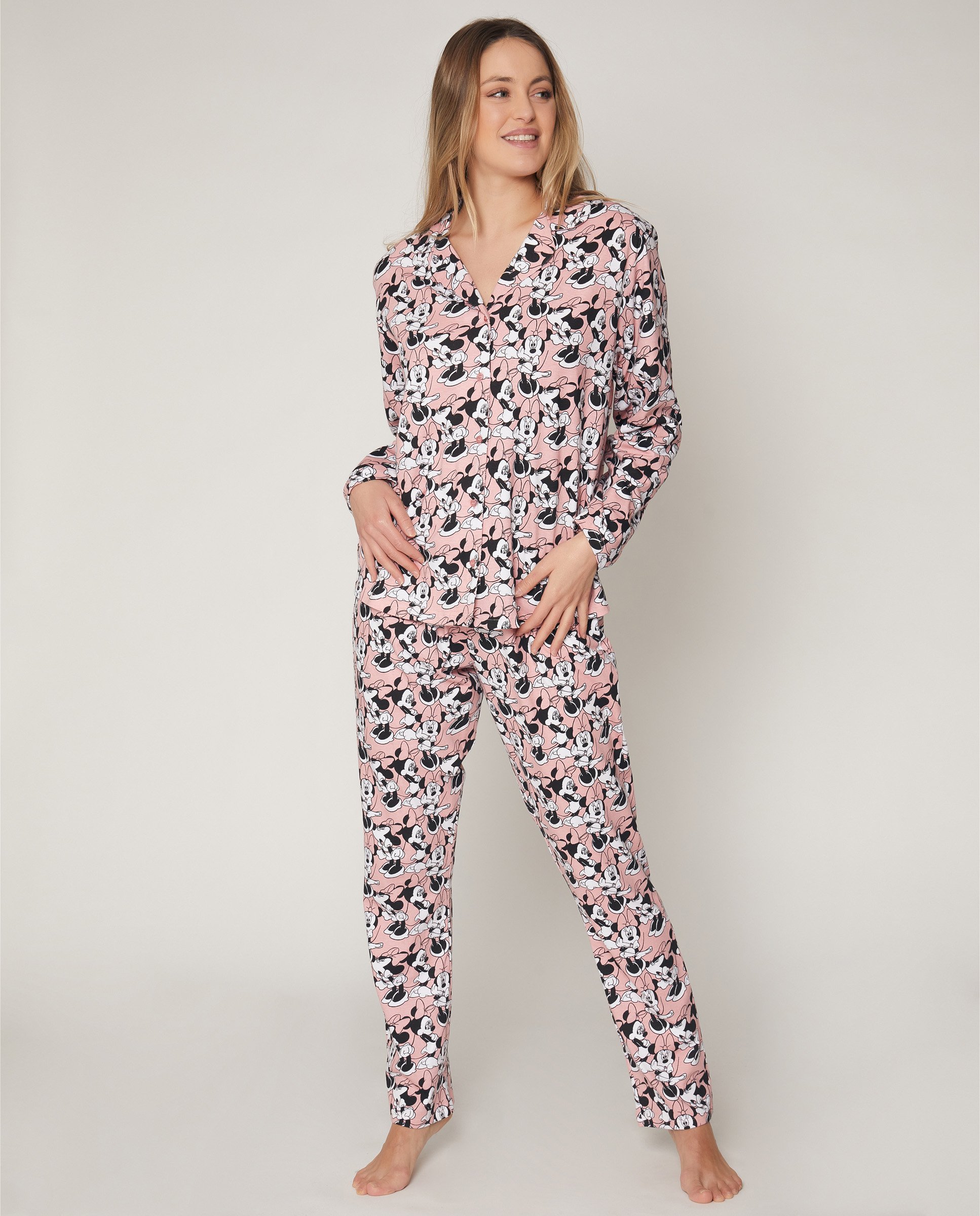 Disney Pijama Abierto Manga Larga Bowtiful Minnie para Mujer , TALLA: M, COLOR: ROSA, INVIERNO, Tejido suave al tacto.