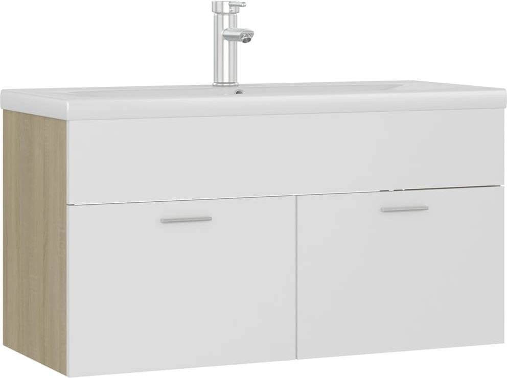 Armario + Lavabo Empotrado VIDAXL (Beige - Madera Aglomerada - 90x38.5x46 cm)