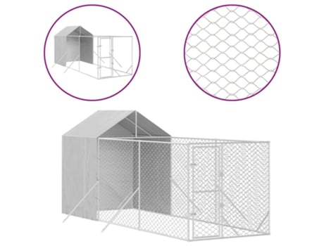 Perrera De Exterior Con Toldo Acero Galvanizado Plata 2X6X2.5 M VIDAXL