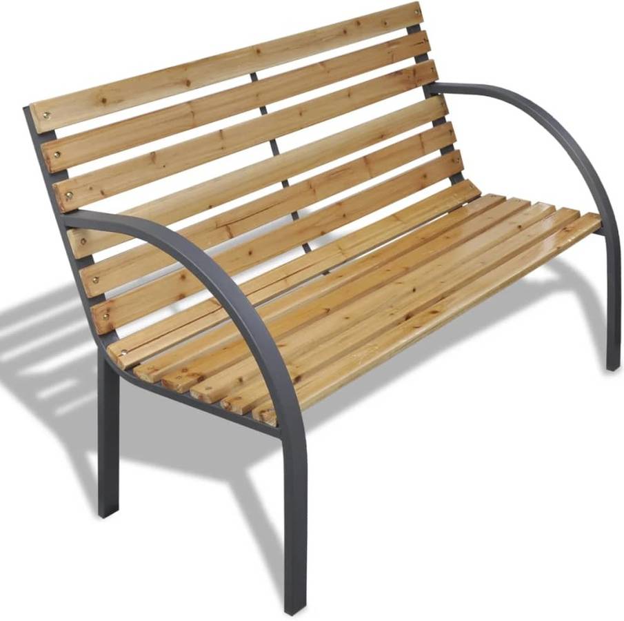 Vidaxl Banco De madera y hierro gris asiento exterior silla patio 120 cm 41014 112