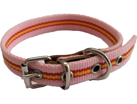 Collar para Perros GLOBAL Bandera de España (Rosa - 40cm - Algodón - M - Porte Medio)