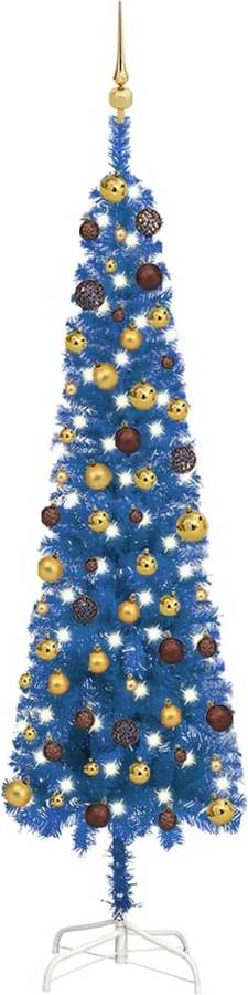 Árbol de Navidad VIDAXL con Luces LED y Bolas (Azul - 210x55 cm)