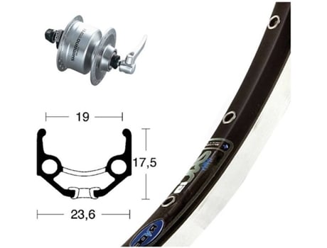 Rueda Delantera para Ciclismo de Carretera WINORA Estrada Rigida Zac 19 Qr Dynamo Shimano Dh3n72 (28´´)