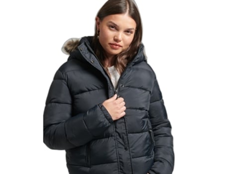 Abrigo para Mujer SUPERDRY (S - Poliéster - Negro)