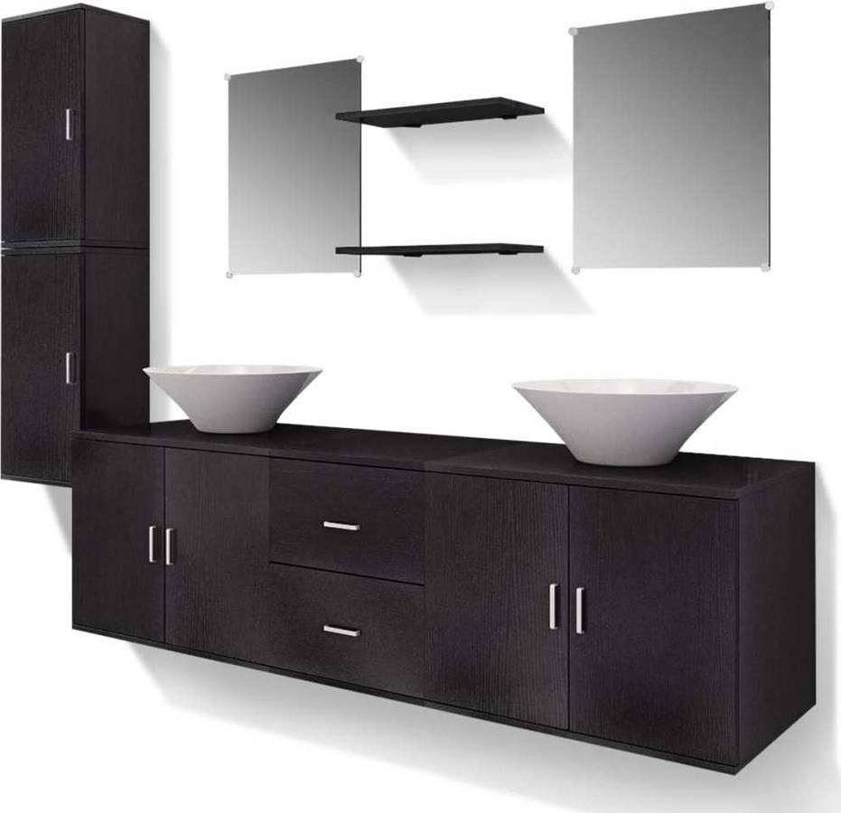 Conjunto de Muebles VIDAXL Modelo 3 (Negro - Madera Contrachapada - 150x45x45 cm)