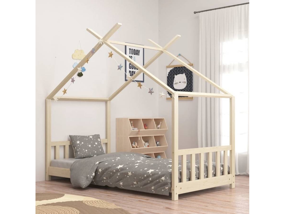 vidaXL Estructura de cama infantil de madera maciza de pino 70x140 cm