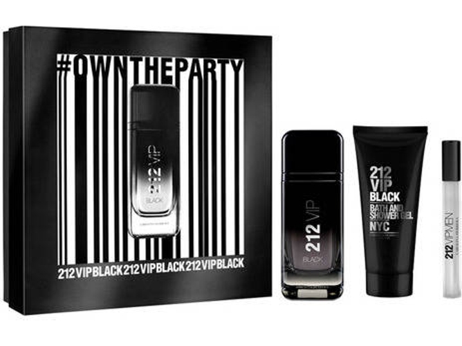 Cofre CAROLINA HERRERA 212 Vip Black Edp 100 ml + After Shave 100 ml + Mini 10 ml