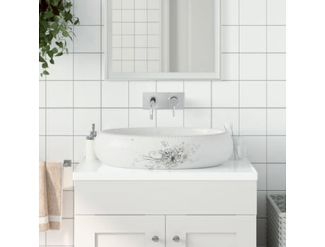 MAISON EXCLUSIVE Lavabo sobre encimera ovalado cerámica blanco 59x40x15 cm