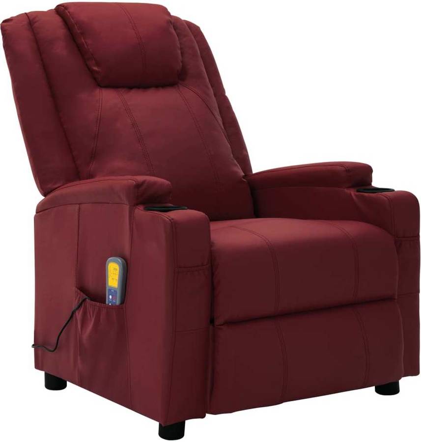 De Masaje Reclinable vidaxl cuero rojo vino tinto 75x88x106cm