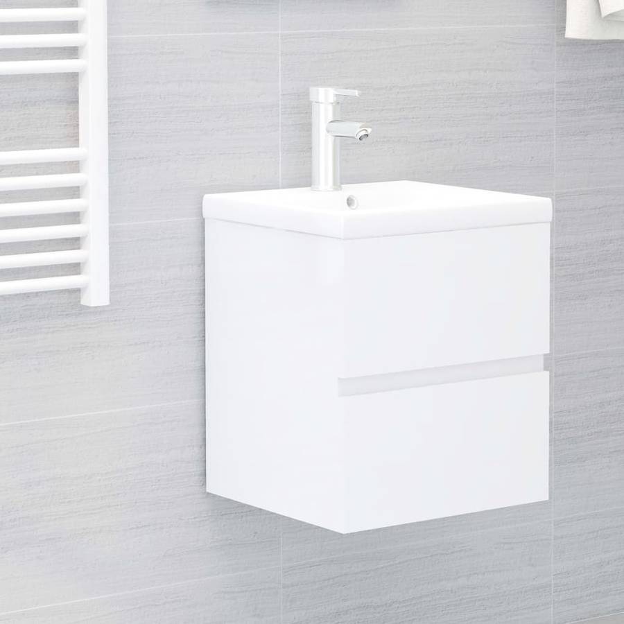 Mueble Con Lavabo aglomerado blanco brillante armario empotrado vidaxl madera 41x38.5x45 cm 41x385x45