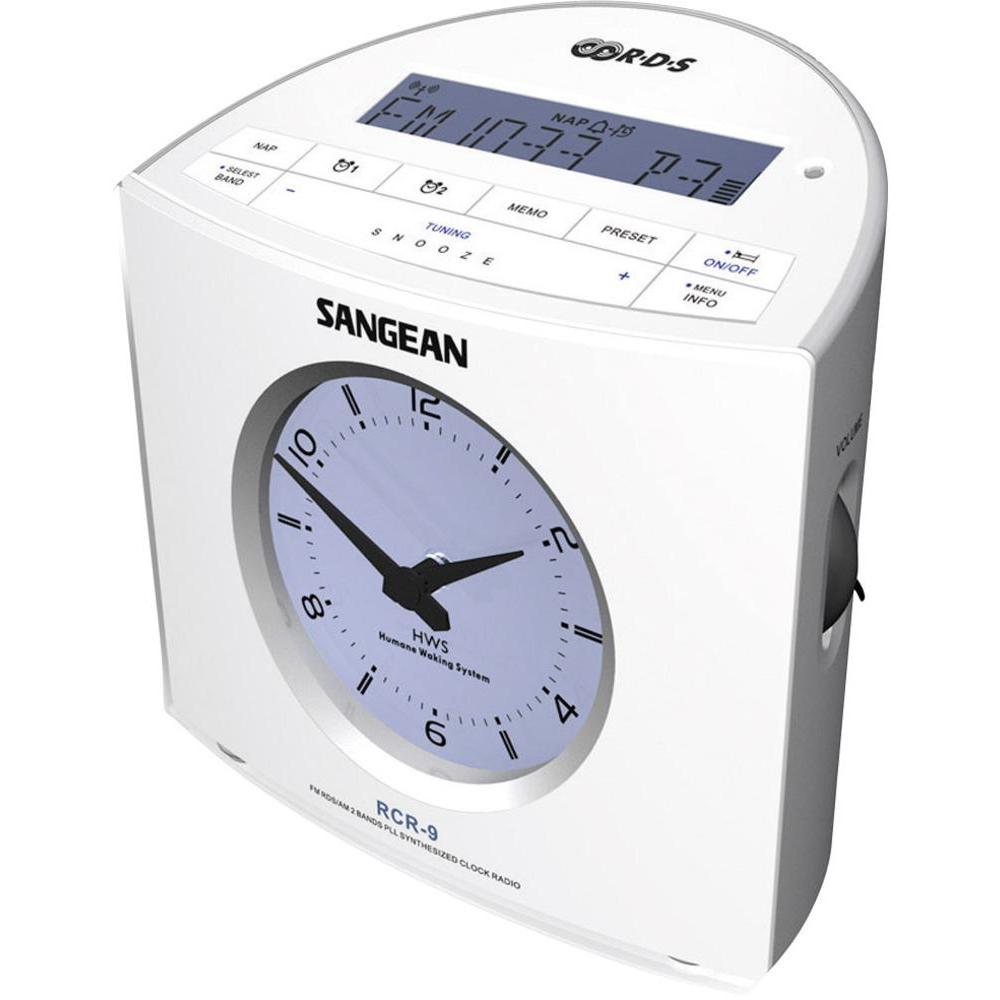 Radio Despertador SANGEAN RCR-9 (Blanco - Digital - AM/FM - Pilas y Corriente - Alarma Doble - Función Snooze)