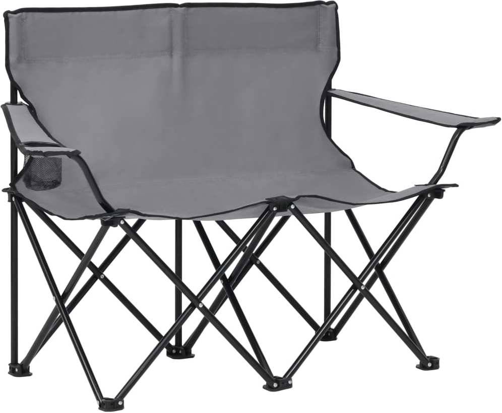 Silla VIDAXL de camping plegable de 2 plazas (Gris - 123x50x80 cm)