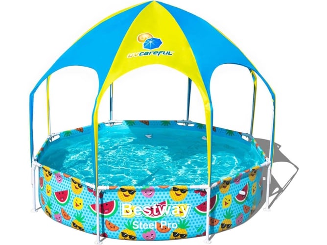 Piscina Desmontable Tubular infantil bestway splashinshade 244x51 cm con parasol amarillo 244x51cm