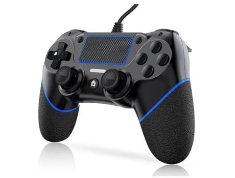 Gamepad con cable para PC/Play-Station 4/Pro/Slim y Windows 10/8/7 con doble vibración y motores de movimiento azules YIZHOOD