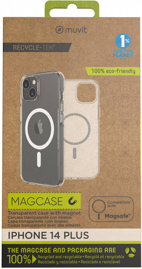 Funda para iPhone 14 Plus Max MUVIT MFC Recycletek Magsafe Transparente