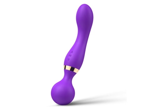 Vibrador de masaje de silicona de doble cabeza de frecuencia múltiple para mujeres (púrpura) VEANXIN