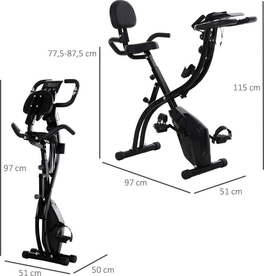 Bicicleta Estática HOMCOM ergómetro plegable (51 x 97 x 115 cm)