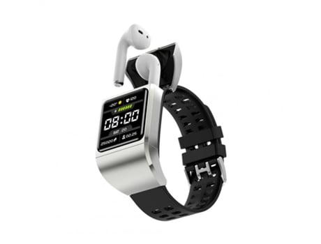 Smartwatch 2 en 1 Tws Auriculares Bluetooth Podómetro Monitoreo de frecuencia cardíaca Plata