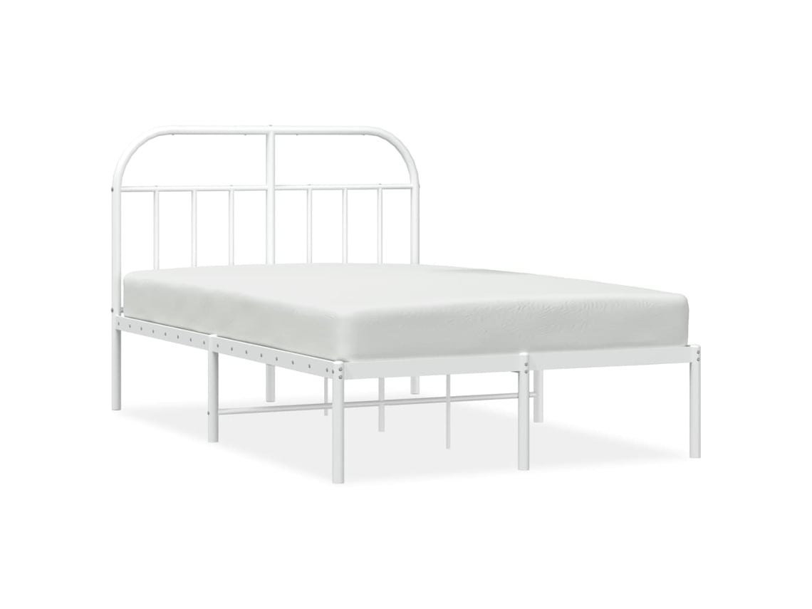 VidaXL Estructura de cama de metal con cabecero blanca 135x190 cm