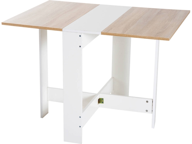 Mesa De Comedor homcom 833447 plegable beige y blanco 103x76x73.5cm madera cocina auxiliar con 2 alas abatibles ahorra espacio 103x76x735cm