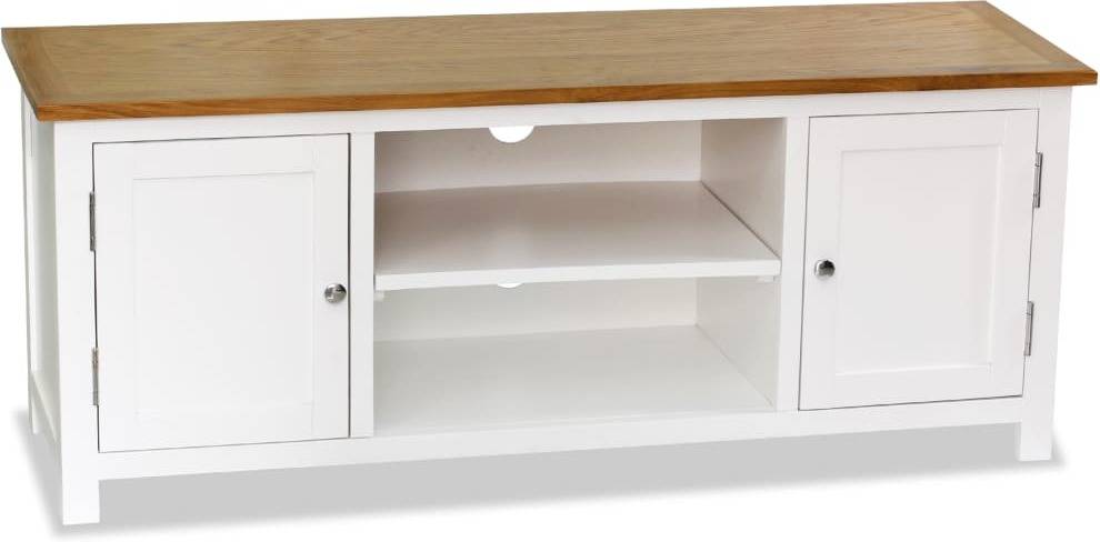 Mueble de TV VIDAXL (120x35x48cm - Madera Maciza - Blanco)