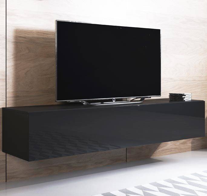 Mueble TV MÓVEIS BONITOS Luke H2 (160x40x30 cm - Negro - Melamina)