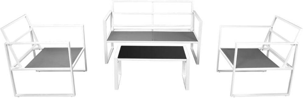 Set De Muebles 4 piezas y cojines acero blanco vidaxl conjunto lounge 80x40x38 12