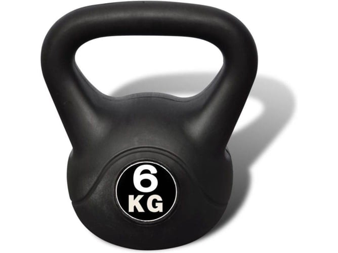 Vidaxl Pesa Rusa de 6 kilos negra kettlebell musculación fitness ejercicio 6kg