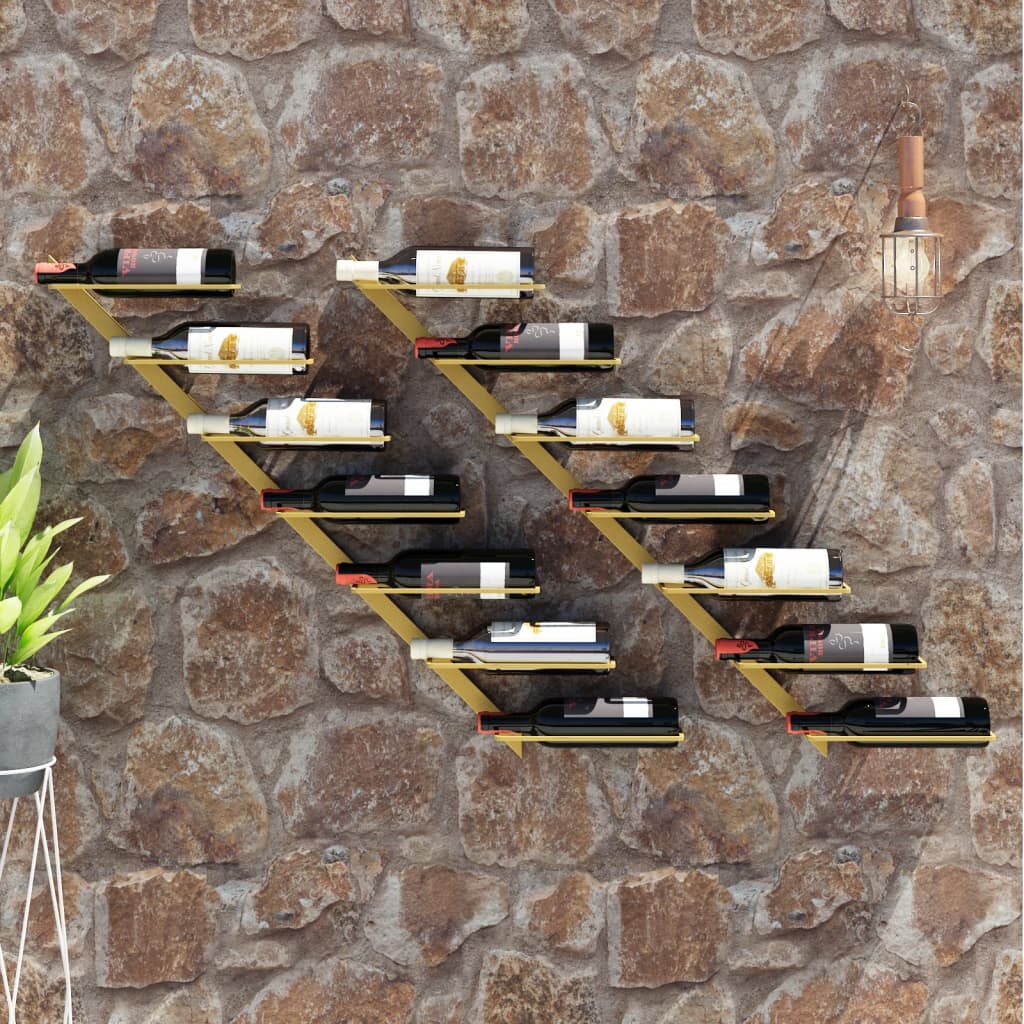 Botellero VIDAXL de pared para 7 botellas 2 unidades  Dorado (Metal - 88 x 8 x 72 cm)