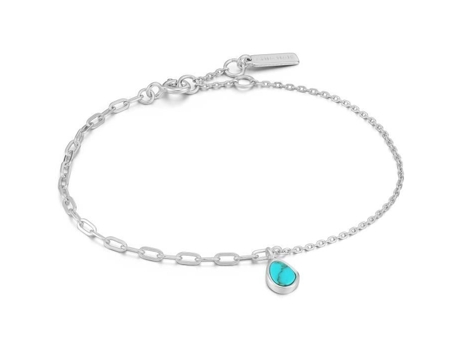 Pulsera Femenina Ania Haie Turning Tides B027-02H Plata Plata 925 Bañada en Rodio Turquesa 4 5 X 5 5 Mm