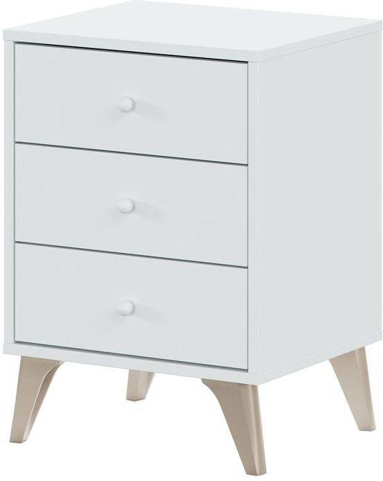 Habitdesign Mesita De noche 3 cajones mesilla modelo sweet color blanco artik medidas 40 cm ancho 335 mate 40cm 56cm 56x40x33 40x56x33.5