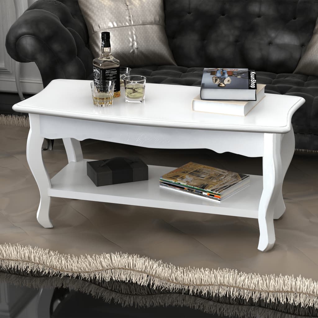 Mesa de Centro ART PLANET 2 Estantes MDF Blanco (87,5x42x44cm)