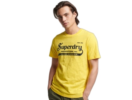 Camiseta para Hombre SUPERDRY (Algodón - L - Amarillo)