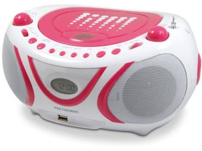 Metronic 477109 Radio amfm lector reproductor cdrw cdmp3 usb mp3 id3 2x1w toma auricular rosa cdfm rosablanco lcd 2w pop pink 2