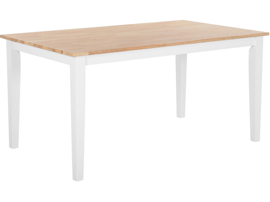 Mesa de comedor de madera de caucho clara/blanco 150 x 90 cm GEORGIA 