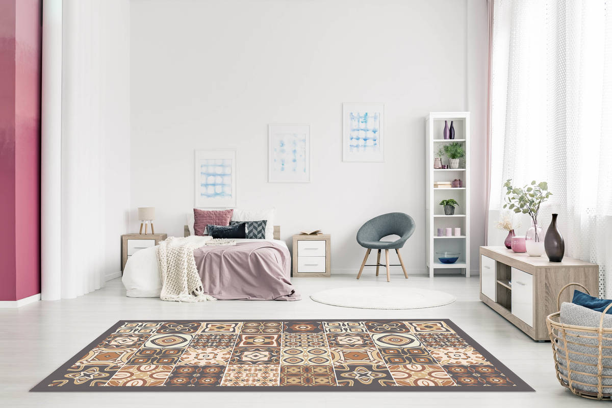 Alfombra Home Living panorama 8ffb9d8f castaño 100x140 cm vinilo baldosa color 100 140cm