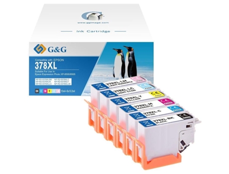 Pack 6 Cartuchos de Tinta Compatibles G&G Epson 378XL T3791 T3792 T3793 T3794 T3795 T3796