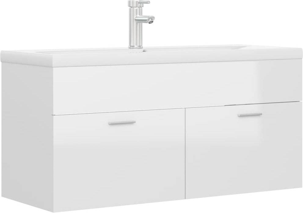 Armario + Lavabo Empotrado VIDAXL (Blanco - Madera Aglomerada - 100x38.5x46 cm)