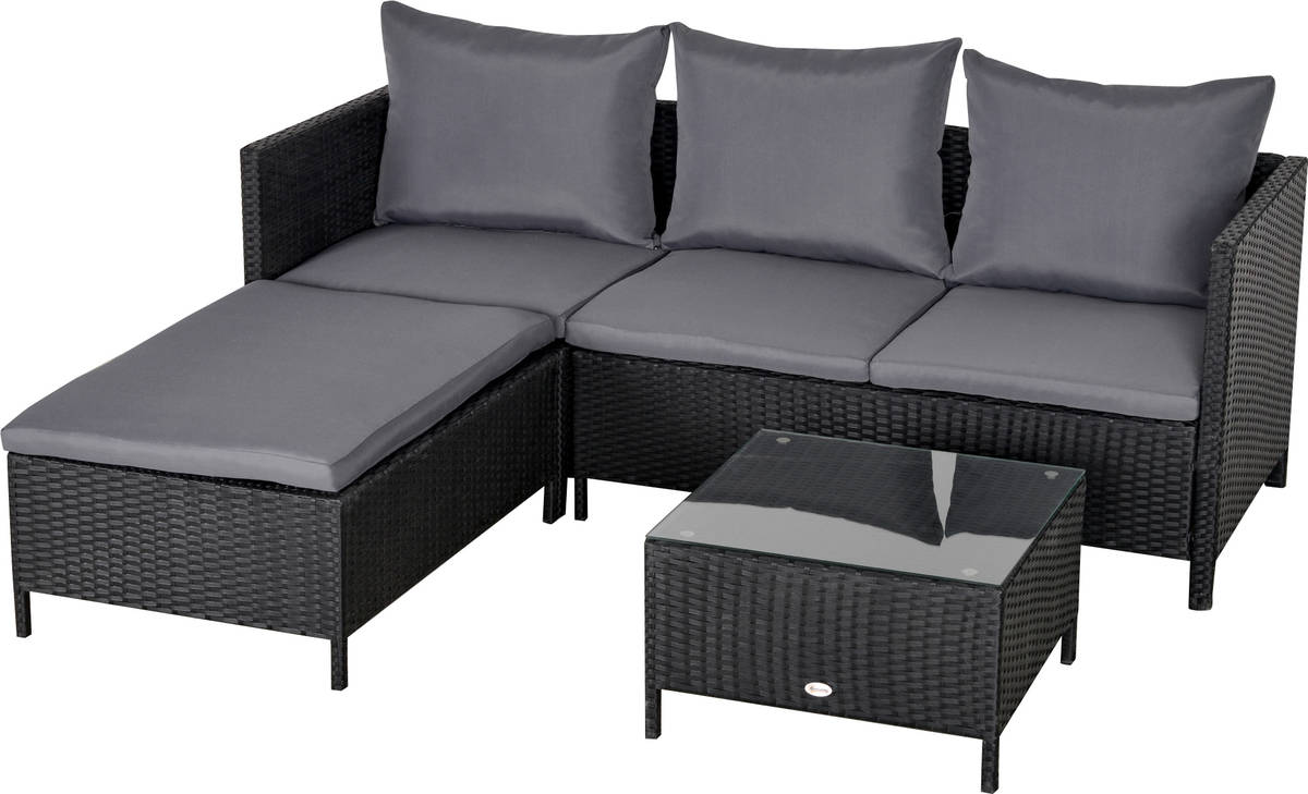 Juego de 4 Muebles de Exterior OUTSUNNY Negro (Metal - 115x69x63 cm)